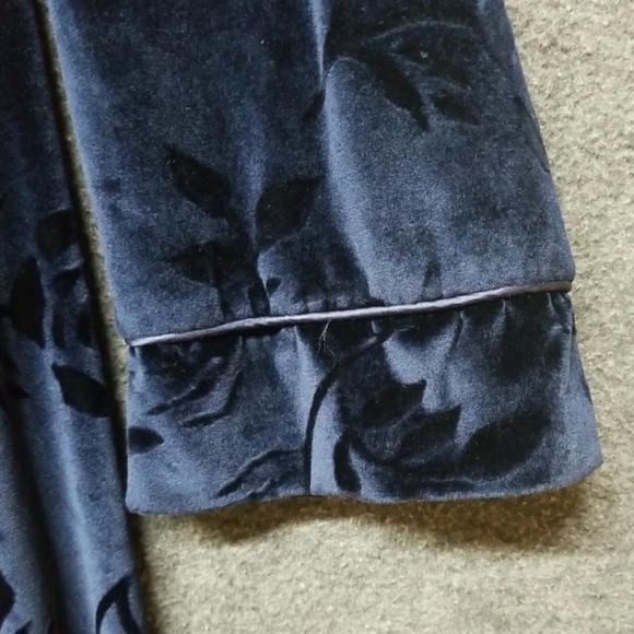 Jasmine Rose Robe Housecoat 1/2 Zip F Dark Blue, Long Cuffed Sleeve, Size M - Picture 9 of 12